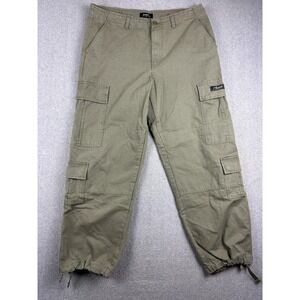Alcott Pants Mens 36x30 Green Cargo Canvas Adjustable Waist Cuffed Workwear